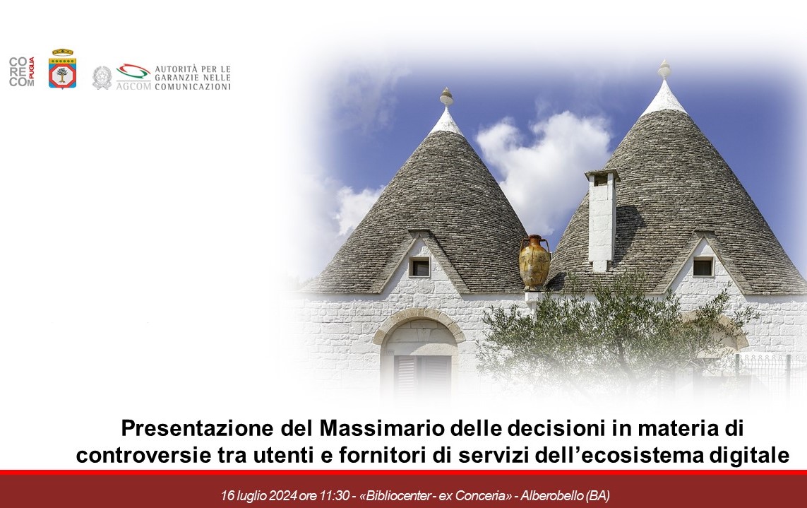 GRAFICA EVENTO PRESENTAZIONE MASSIMARIO DECISIONI CORECOM