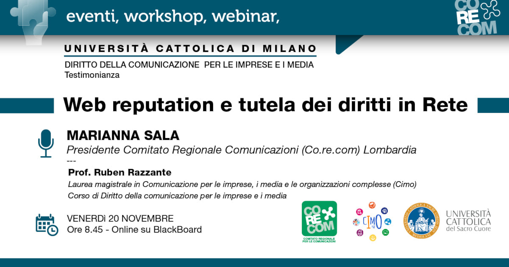 Banner Corso Lezione Cattolica 20 11 2020